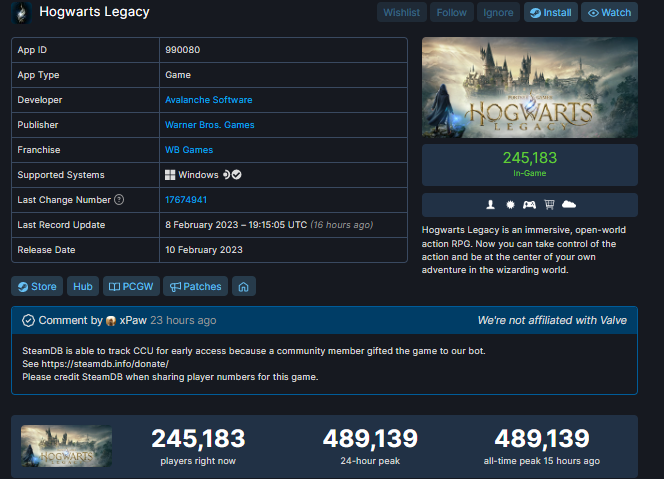 Aproape 500,000 playeri joaca deja Hogwarts Legacy