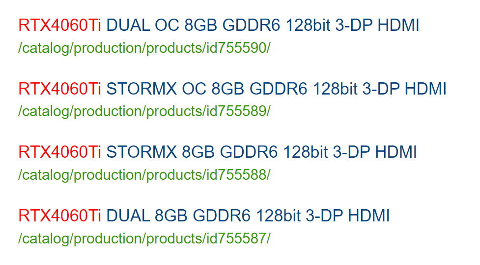 Seria Palit RTX 4060 Ti a fost listata de un retailer rus.