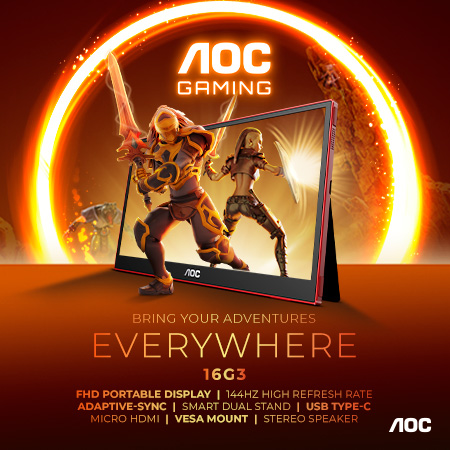 AOC GAMING 16G3 este primul monitor portabil al brandului