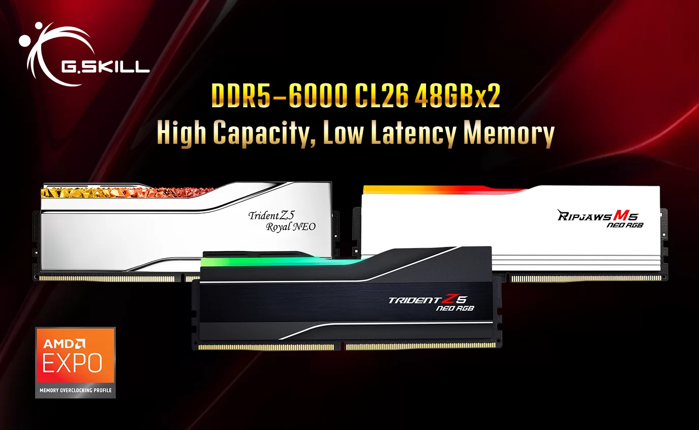 G.SKILL lanseaza kitul de memorie DDR5-6000 CL26 48GBx2 pentru platformele AM5