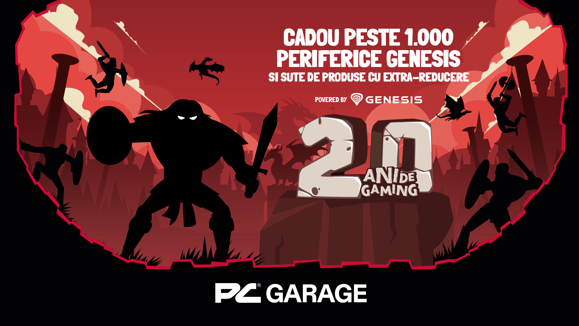 PC Garage sarbatoreste 20 de ani cu promotii si cadouri Genesis pentru client