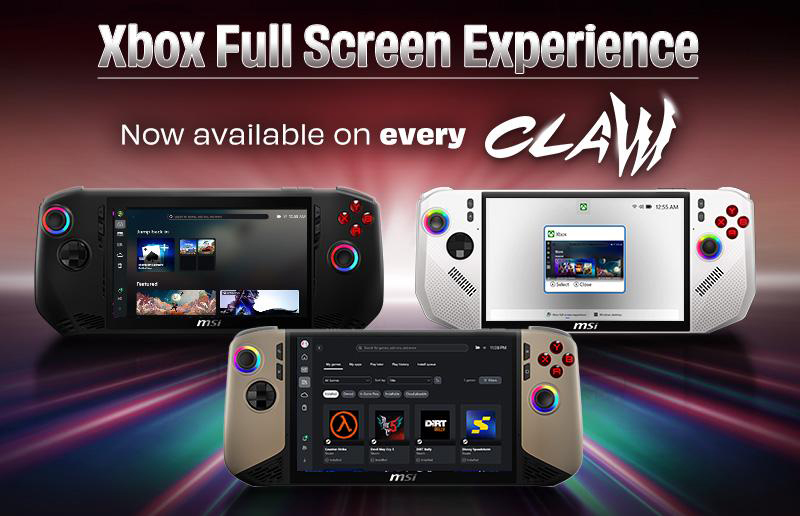 MSI activeaza Xbox Full Screen Experience pe toate handhelds-urile MSI Claw