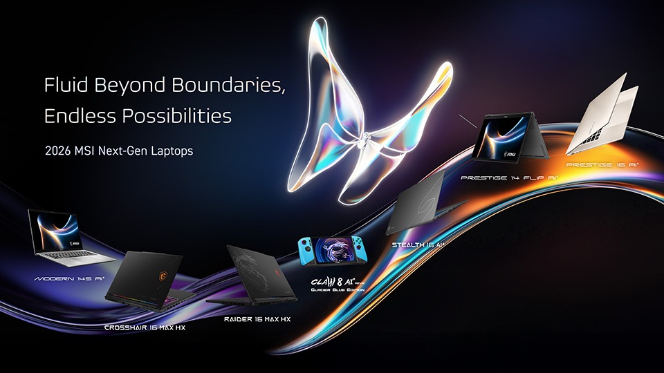 MSI prezinta la CES 2026 consola Claw 8 AI+ si noile laptopuri Prestige, Raider, Stealth, Crosshair si Modern S