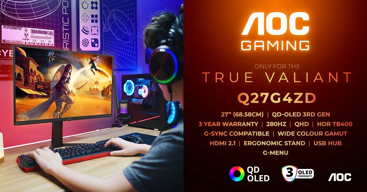 AGON by AOC lanseaza monitorul AOC GAMING Q27G4ZD cu panel QD-OLED si refresh rate de 280 Hz