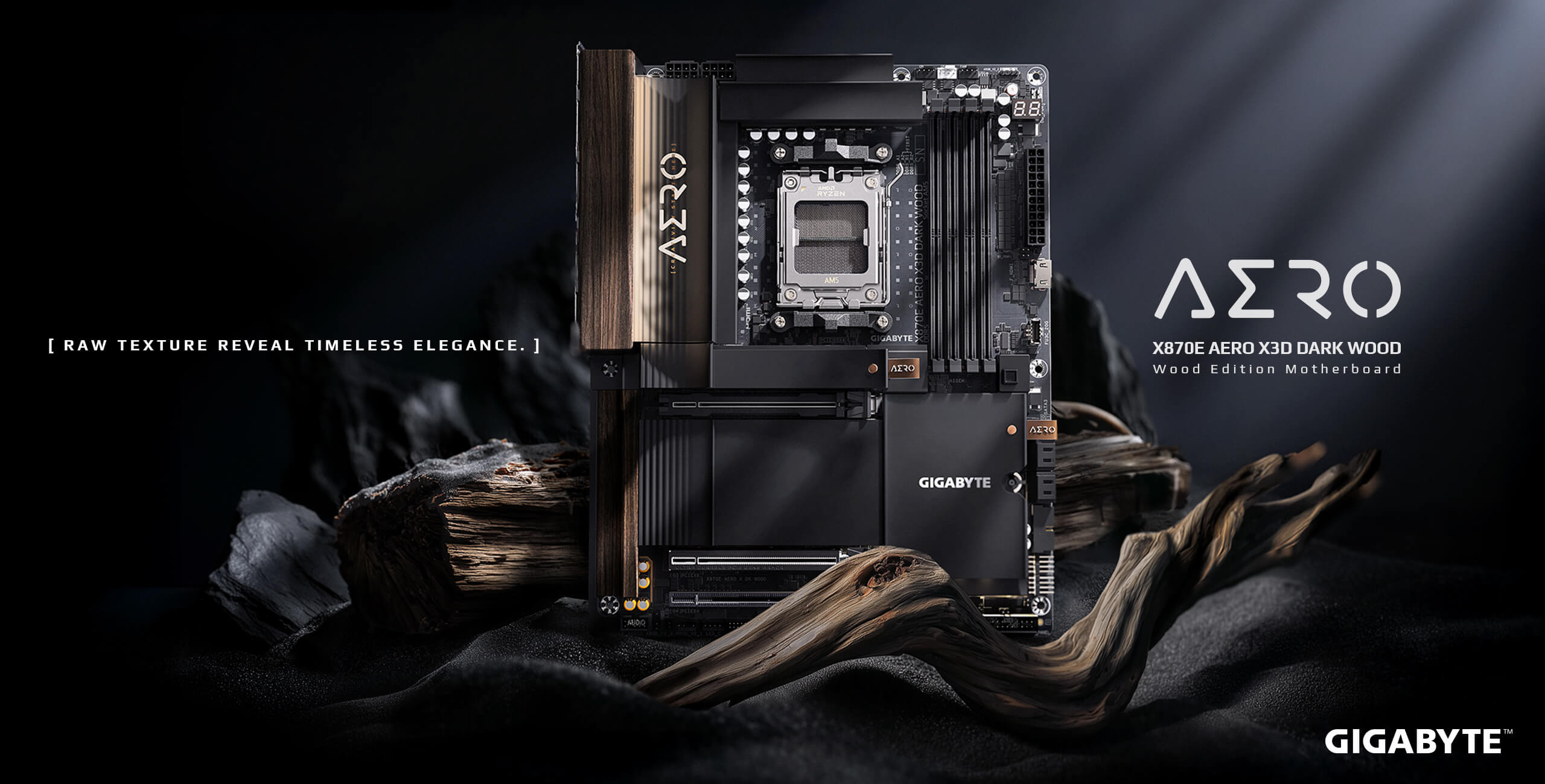 GIGABYTE lanseaza placa de baza X870E AERO X3D DARK WOOD